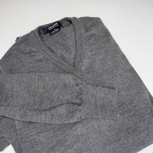 GIORGIOLINI Mens 100% Merino Wool V Neck Sweater LG Gray Italy Minimalist Preppy